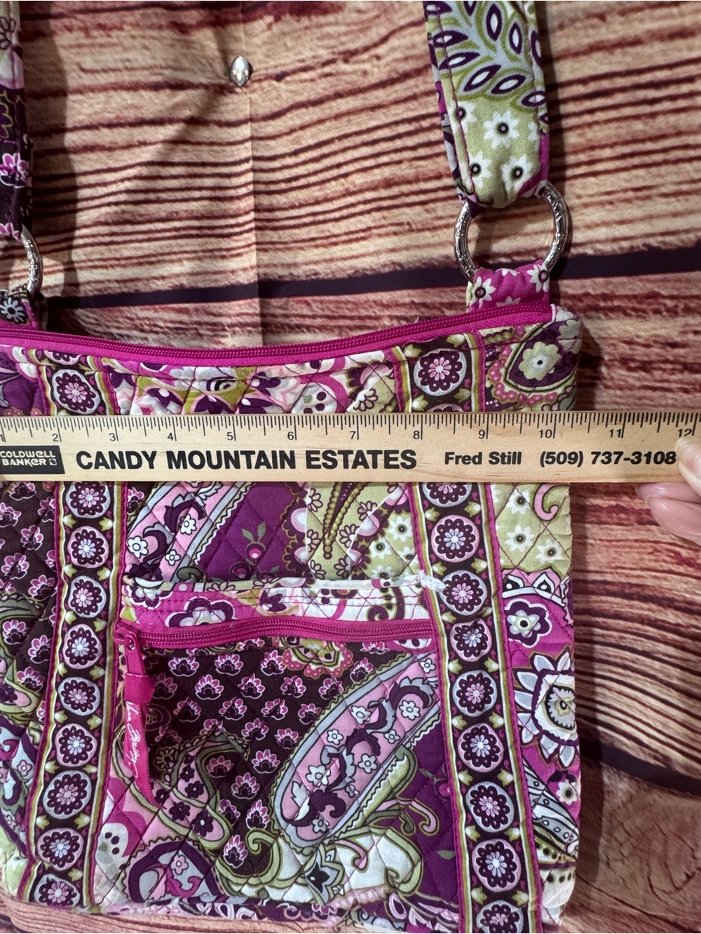 Vera Bradley retired pattern “Very Berry” Pink & Green Quilted Floral Crossbody